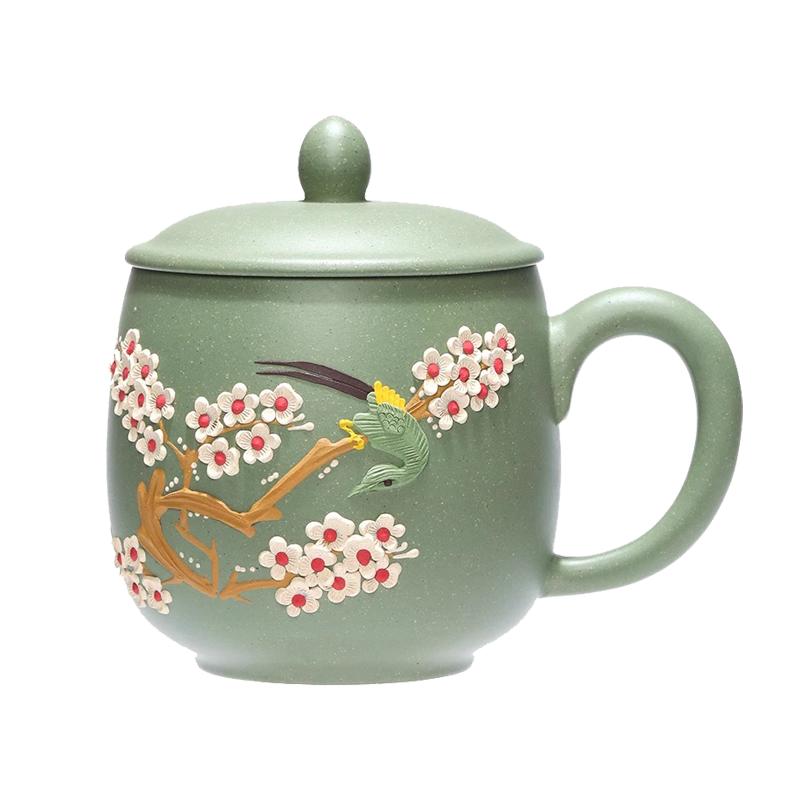 宜兴紫砂杯纯手工泥绘高端茶杯