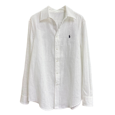 yuan厂！宽松亚麻长袖衬衫上衣