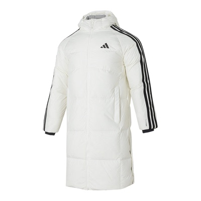 阿迪达斯羽绒服男款2025冬季款保暖户外长款连帽休闲羽绒服KC2497