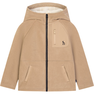 hazzys哈吉斯童装男女童外套2025秋新舒适摇粒绒连帽上衣