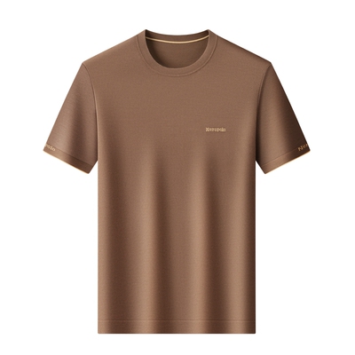 鄂尔多斯市夏季桑蚕丝针织短袖t恤男士圆领半袖休闲薄款打底衫男