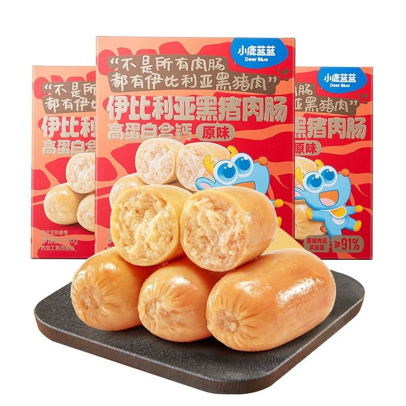 小鹿蓝蓝高蛋白含钙黑猪肉肠营养
