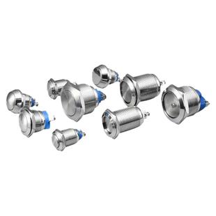 304不锈钢金属按钮开关自锁复位点动螺丝脚按键12/16/19/22/25mm