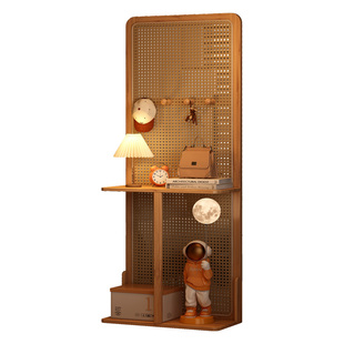 新中式屏风入户正对门隔断客厅聚财玄关遮挡藤编格栅穿堂风置物架