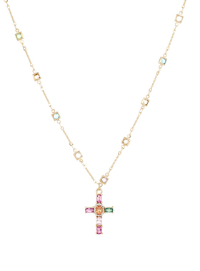 彩色多巴胺十字架吊坠项链轻奢