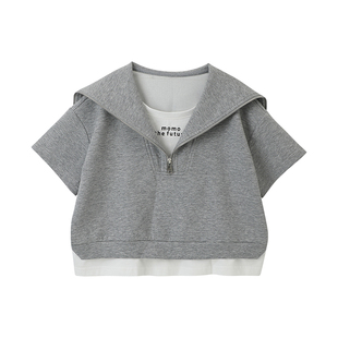 布丁哈鲁童装夏装女童翻领短袖2026夏季新款儿童休闲运动裙子套装