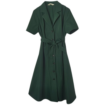 夏季法式复古收腰通勤气质连衣裙