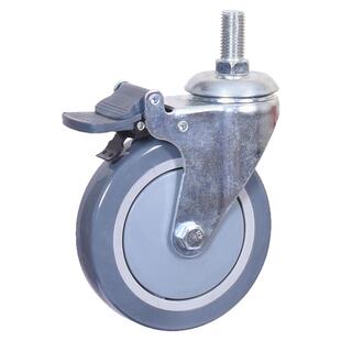 5寸6寸带刹车医用担架轮丝杆插杆轮子医用治疗床推车病床万向轮子