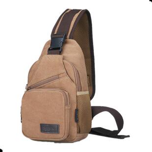 思牧SIMU 水壶胸包IPAD mini休闲包旅行包骑行背包帆布胸包斜挎包