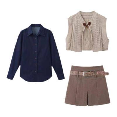 送运费险~时尚套装马甲衬衫套装