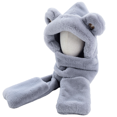 可爱小熊耳朵2023年冬季毛绒帽子