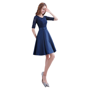 小个子晚礼服女平时可穿气质宴会简单大方生日派对聚会连衣裙短款