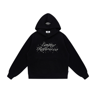 特惠6折起EMPTY REFERENCE原创黑色珍珠LOGO宽松休闲长袖连帽卫衣