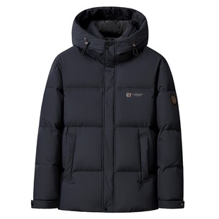 皮尔卡丹连帽加厚男士羽绒服冬装新款中年时尚休闲白鸭绒保暖外套