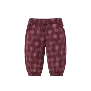 [500G]齐齐熊宝宝裤子红色加绒冬款男童格子儿童灯芯绒保暖裤年服