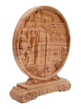 桃木五岳独尊摆件浮雕客厅家具摆件配精美礼盒