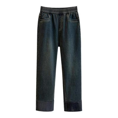 大码高腰直筒牛仔裤女九分烟管裤