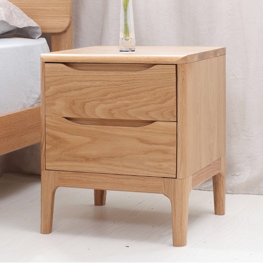 北欧现代家具日式小床头柜半岛系列全实木灯桌橡木边几二抽斗柜