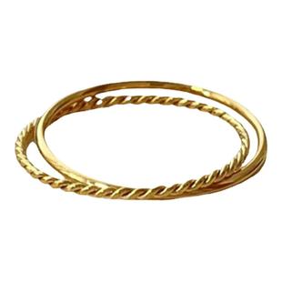 MAGICBOXACC欧美简约细麻花光圈双环钛钢不掉色戒指气质食指指环