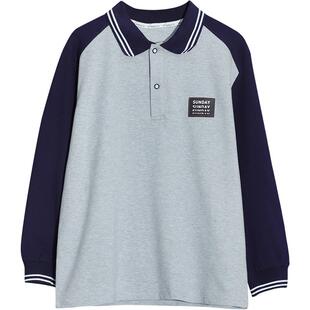 胖童男童Polo衫春秋装新款青少年加肥加大码宽松长袖t恤翻领上衣