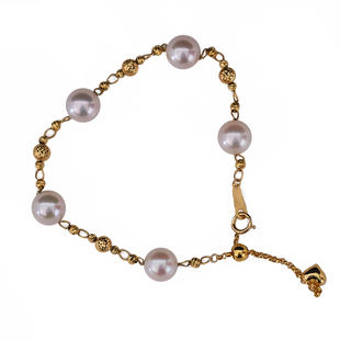 V＆C18K满天星日本AKOYA珍珠手链7.5-8mm正圆极强光简约百搭手链