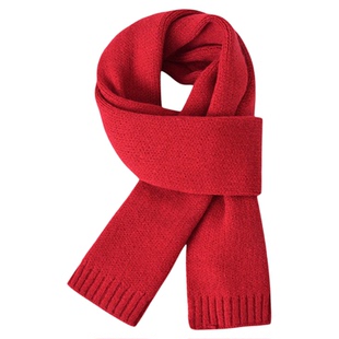 韩系红色针织围巾女长条软糯保暖围脖冬季新品圣诞氛围感颈部装饰