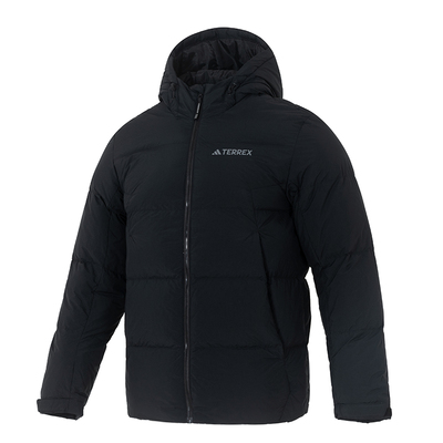 阿迪达斯正品官方旗舰店2026新款冬季男连帽羽绒服黑色保暖JV8723