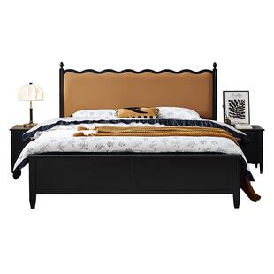 全友家居法式复古风单人软包实木床2025新款主卧1米8涟漪双人大床