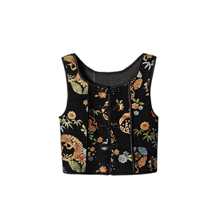 JKJS【霓凤】新中式马甲盘扣唐装中国风马夹背心秋冬改良旗袍上衣