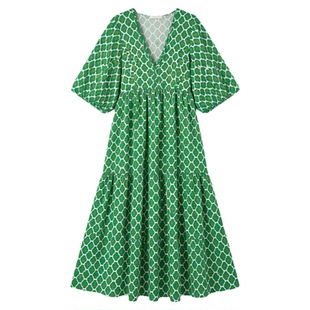 Printed Long Sleeve Loose Boho Dress  印花宽松波西米亚连衣裙