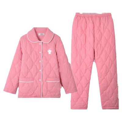 美标冬款加厚三层棉外格子家居服