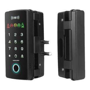 慧锁玻璃门锁指纹锁免开孔单双开门办公室密码刷卡感应智能遥控锁