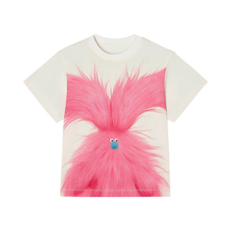 三喜同款woobaby男女童毛怪短袖T