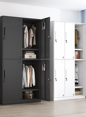 黑色更衣柜员工宿舍铁皮储物柜带锁加厚收纳柜健身房更衣室换衣柜