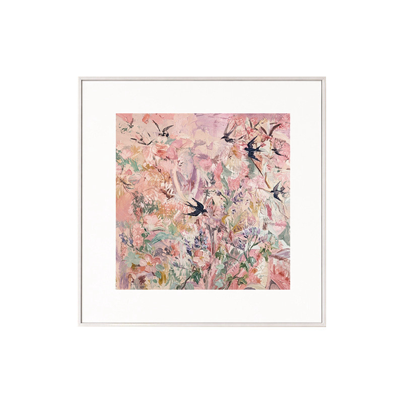法式奶油风挂画粉色花卉装饰画