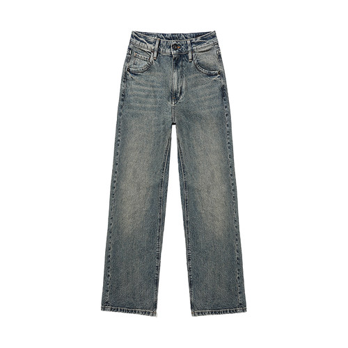 ABLE JEANS【拖地裤】春秋新款女士复古潮流宽松直筒阔腿牛仔裤