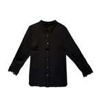 缎面防皱蕾丝袖大码衬衫女2026春装新款胖mm宽松显瘦气质长袖衬衣