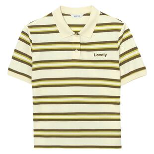 诗凡黎条纹polo领针织短袖T恤2024夏新款休闲宽松洋气翻领上衣女