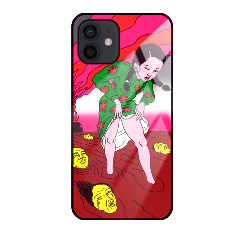 日本趣味内涵日系插画浮世绘玻璃手机壳适用于苹果15Pro 华为mate60pro oppo vivo一加小米边框壳全包定
