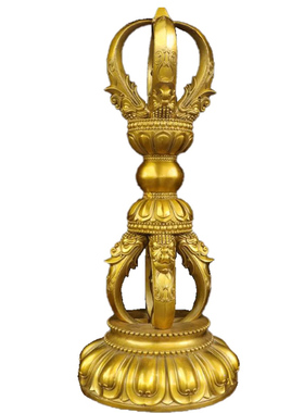 纯黄铜金刚杵带底座五股金刚杵摆