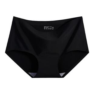 无痕女士内裤夏冰丝面料中腰性感透气纯棉档纯色黑白肤红女式三角