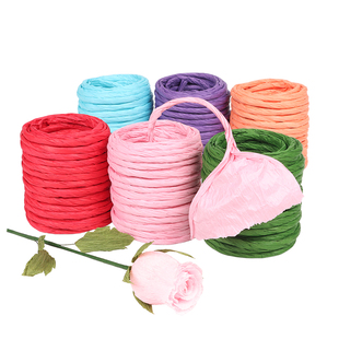 包邮DIY纸藤12米纸花材料拉菲纸绳手工劳技课花艺手揉纸皱纹纸