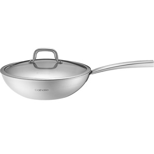 Othello欧德罗德国不锈钢单柄30cm炒菜锅无涂层不粘锅家用平底锅