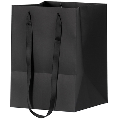 加长正方形白色宽底鲜花店手提袋