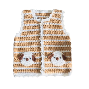 婴儿背心马甲钩针编织毛线diy手工材料包宝宝毛衣毛线棉线 教程