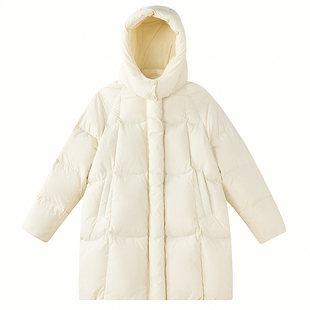 笛莎童装女童羽绒服冬季新款儿童中童女孩连帽上衣加厚中长款外套