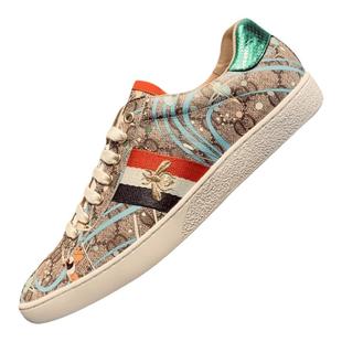 潮牌男士印花纹涂鸦鞋子男潮鞋休闲真皮拼色欧洲站奢侈品板鞋男鞋