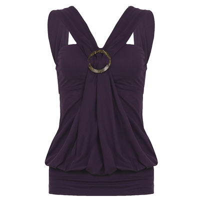 WEEKEEP 涩谷辣妹设计感褶皱圆环吊带背心小众复古宽松显瘦上衣