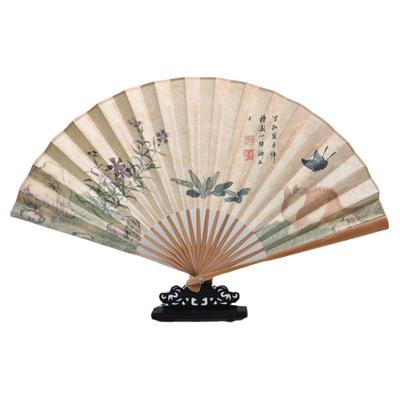 8寸扇子布面双面大古风折扇蝴蝶