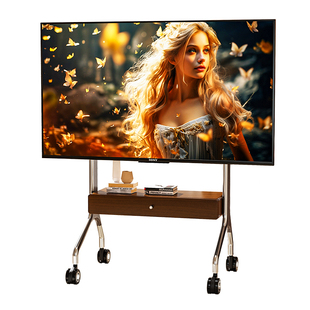 高颜值电视移动支架实木雷鸟电视机鹏65/75/85鹤寸落地式带轮推车